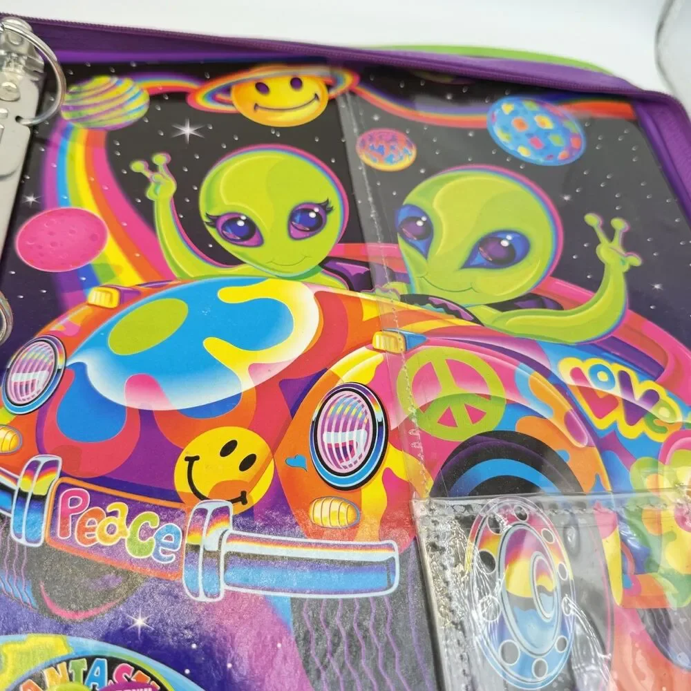 Vintage Lisa Frank Zoomer & Zorbit Aliens 3 Ring Binder Trapper Keeper Zip READ